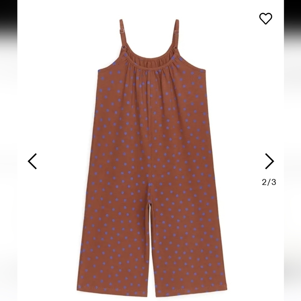 Arket Polka-dot Printed Organic Cotton Jumpsuit Girls Size 110/116